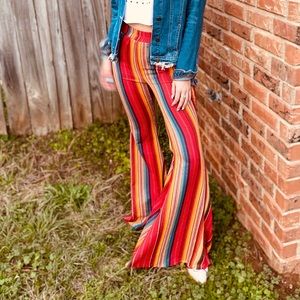 Serape Bell Bottom Jeans. Medium